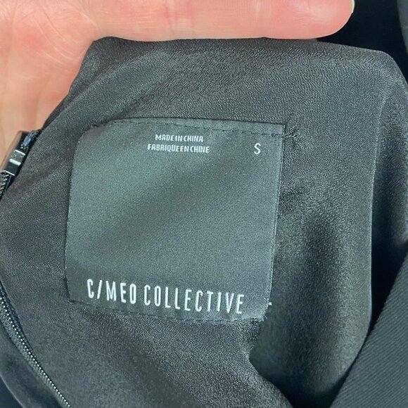 Revolve C/MEO Gossamer Spelt Out Long‎ Sleeve Black Top Size Small Bell Sleeve S - Picture 12 of 15